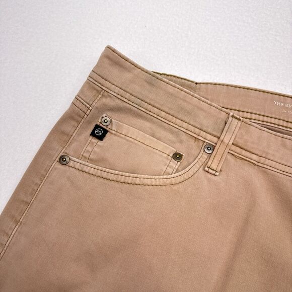 AG Adriano Goldschmied Everett Jeans Size 38 x 31 Tan Slim Straight Stretch - Picture 4 of 9